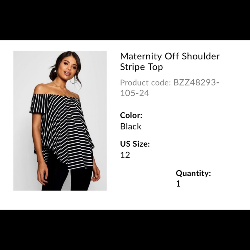 Maternity off the shoulder strip top
